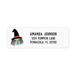 Cute Halloween Witch return address Etiket