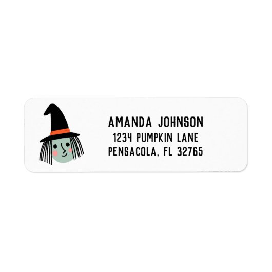 Cute Halloween Witch return address Etiket (Voorkant)