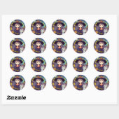 Cute Halloween Witch Ronde Sticker (Vel)
