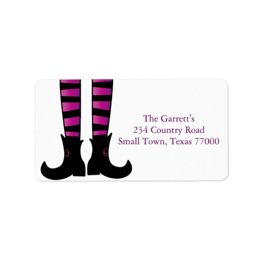 Cute Halloween Witch Shoes Personalized Address Etiket (Voorkant)