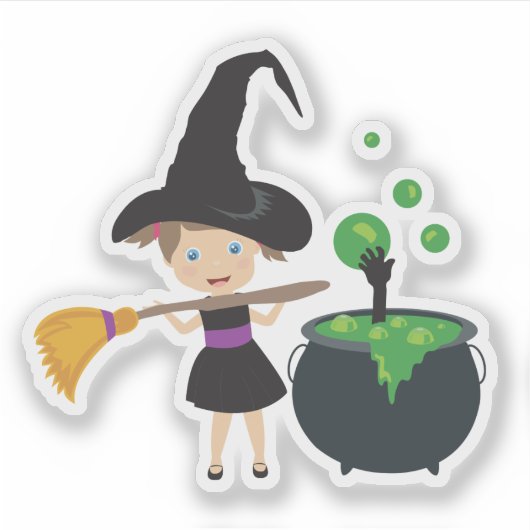 Cute Halloween Witch Sticker (Voorkant)