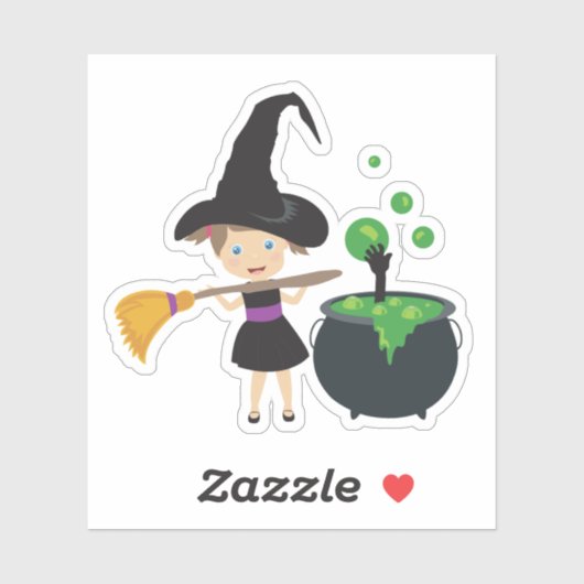 Cute Halloween Witch Sticker (Vel)