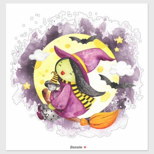 Cute Halloween Witch Sticker (Vel)