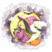 Cute Halloween Witch Sticker (Voorkant)