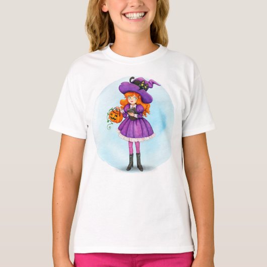 Cute Halloween Witch T-shirt (Voorkant)