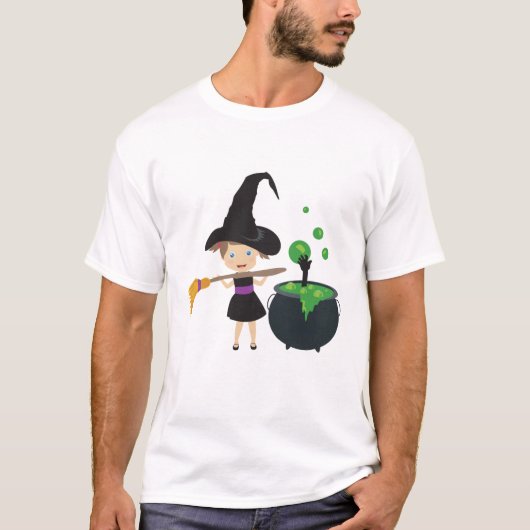 Cute Halloween Witch T-shirt (Voorkant)