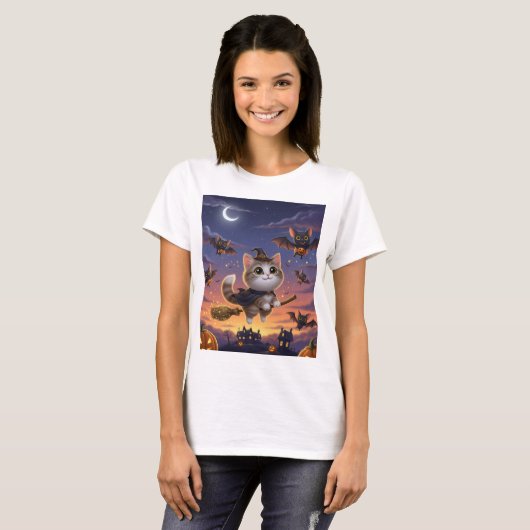 Cute Halloween Witch T-shirt (Voorkant volledig)