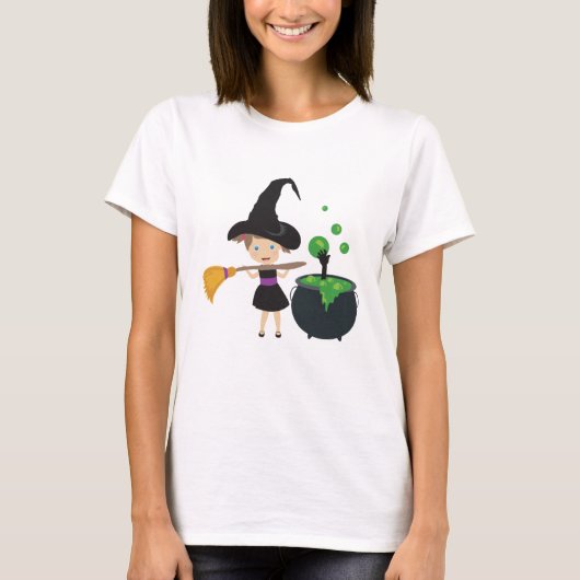 Cute Halloween Witch T-shirt (Voorkant)