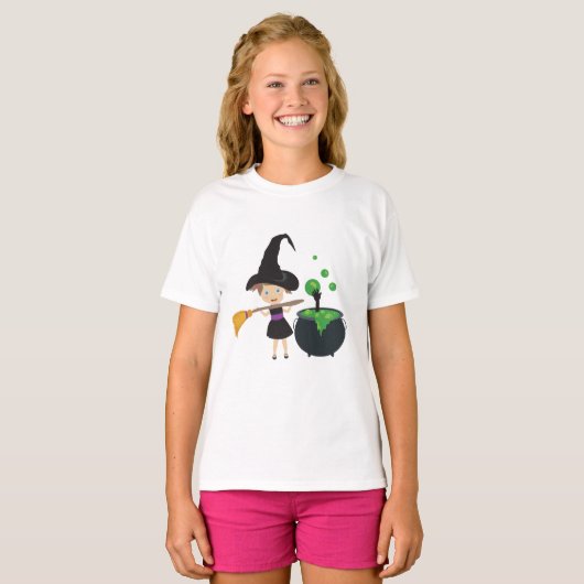 Cute Halloween Witch T-shirt (Voorkant volledig)