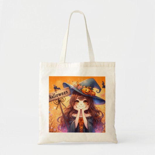Cute Halloween Witch Tote Bag (Voorkant)
