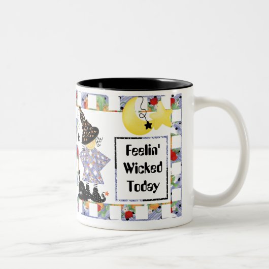 Cute Halloween Witch Tweekleurige Koffiemok (Rechts)