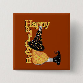 Cute Halloween Witch Vierkante Button 5,1 Cm