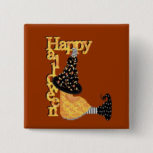 Cute Halloween Witch Vierkante Button 5,1 Cm (Voorkant)