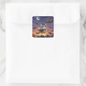 Cute Halloween Witch Vierkante Sticker (Tas)