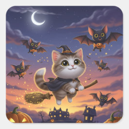 Cute Halloween Witch Vierkante Sticker