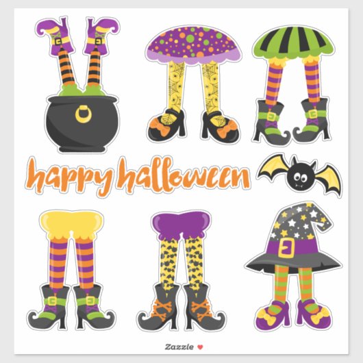 Cute Halloween Witches Legs Contour Sticker (Vel)