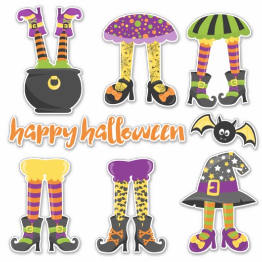 Cute Halloween Witches Legs Contour Sticker (Voorkant)