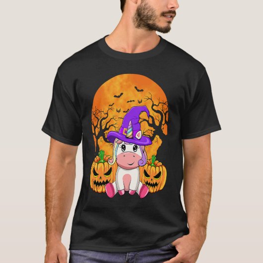 Cute Halloween Witchy Unicorn Halloween Custome T-shirt (Voorkant)