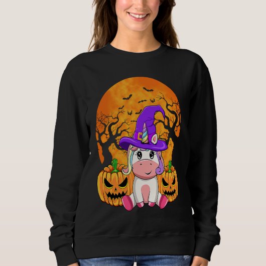 Cute Halloween Witchy Unicorn Halloween Custome Trui (Voorkant)