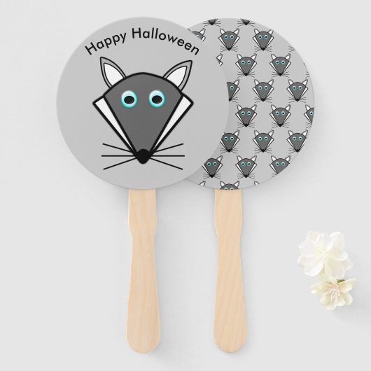 Cute Halloween Wolf Custom Hand Fan Handwaaier (Voorkant en achterkant)