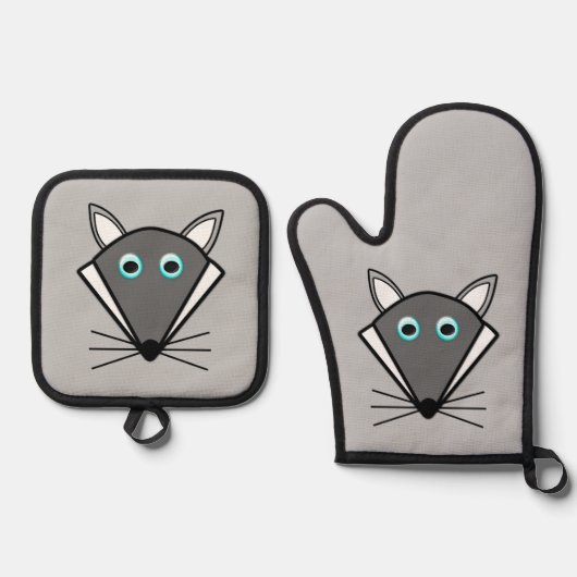 Cute Halloween Wolf Ovenwant & Pannenlap Set (Voorkant)