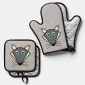 Cute Halloween Wolf Ovenwant & Pannenlap Set (Voorkant / Achterkant)