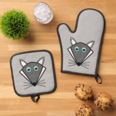 Cute Halloween Wolf Ovenwant & Pannenlap Set (Top down)