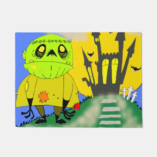 Cute Halloween Zombie en Castle Deurmat (Voorkant)