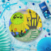 Cute Halloween Zombie en Castle Papieren Bordje (Feest)