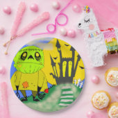 Cute Halloween Zombie en Castle Papieren Bordje (Feest)