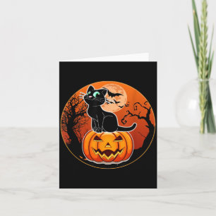 Cute Halloween Zwarte Kat Heksenhoed Pompoen Voor Kaart