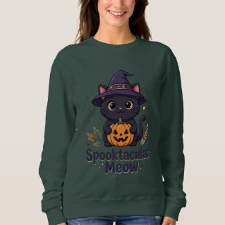 Cute Halloween Zwarte Kat T-Shirt | Spooktacular M