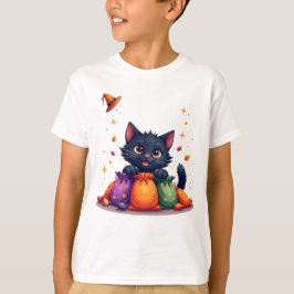 Cute halloween zwarte katten t-shirt