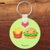 Cute Hamburger & Fries Button Sleutelhanger (Voorkant)