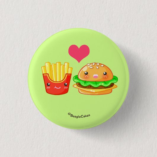 Cute Hamburger & Fries Pinback Button (Voorkant)