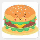 Cute Hamburger Vierkante Sticker (Voorkant)