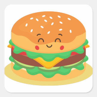Cute Hamburger Vierkante Sticker