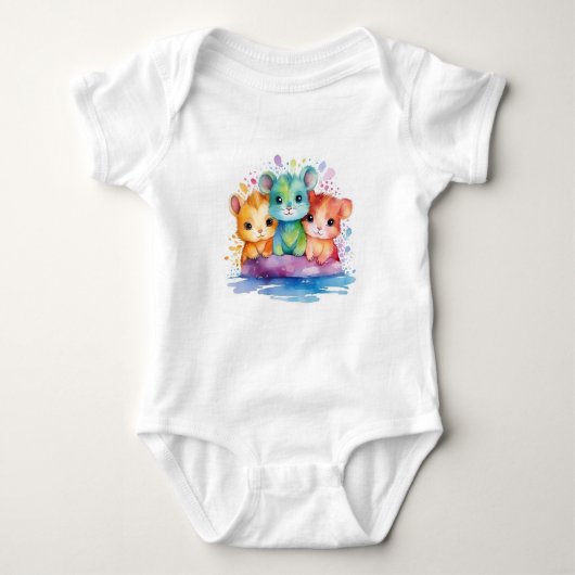 Cute Hamster Baby Bodysuit – Colorful Cartoon (Voorkant)