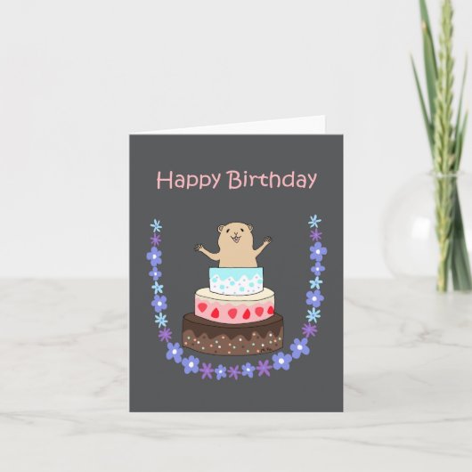 Cute Hamster Birthday Cake grappige verjaardag Kaart (Voorkant)
