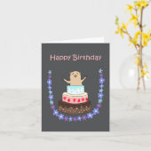Cute Hamster Birthday Cake grappige verjaardag Kaart (Gele Bloem)