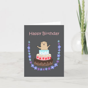 Cute Hamster Birthday Cake grappige verjaardag Kaart
