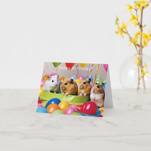 Cute Hamster Birthday Kaart (Gele Bloem)