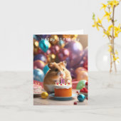 Cute Hamster Birthday Kaart (Gele Bloem)