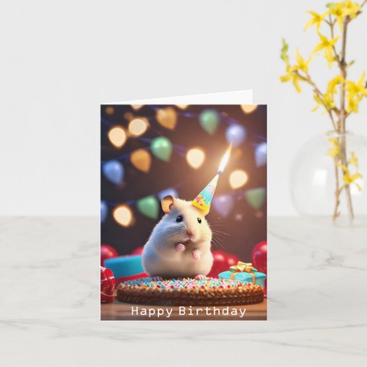 Cute Hamster Birthday Kaart (Gele Bloem)