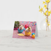 Cute Hamster Birthday Kaart (Gele Bloem)