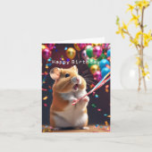 Cute Hamster Birthday Kaart (Gele Bloem)