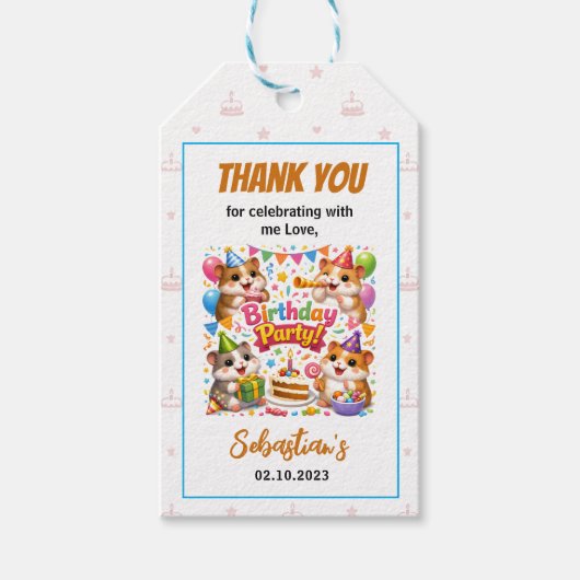 Cute Hamster Birthday Party | Kids Animal Cadeaulabel (Voorkant)