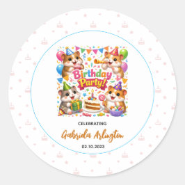 Cute Hamster Birthday Party | Kids Hamster Ronde Sticker