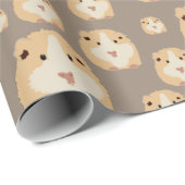 Cute Hamster Brown Pattern Cadeaupapier (Rol Hoek)