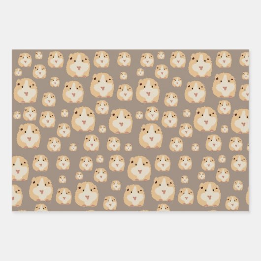 Cute Hamster Brown Pattern Inpakpapier Vel (Voorkant)